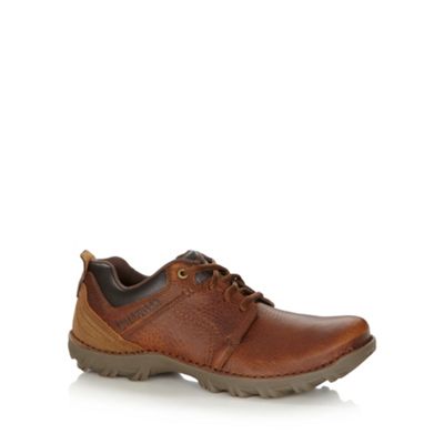 Caterpillar Big and tall brown leather stitched heavy duty shoes